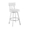Armen Living Benjamin 30in Swivel Bar Stool in Brushed Stainless Steel with White Faux Leather LCBEBABSWHI30 - alternate 1