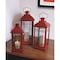 Homeroots Set of Three Red Geometric Glass And Metal Floor Lantern Candle Holders, 3PK 516434 - alternate 5