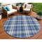 Homeroots 8' Navy Blue And Ivory Round Plaid Washable Indoor Outdoor Area Rug 597119 - alternate 1