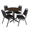 Regency Round Cain Breakroom Table W/ 4 Restaurant Stack Chairs, 30 in W, 30 in L, Neo Walnut TB30RNDNW29BK - alternate 1