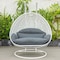 Leisuremod White Wicker Hanging 2 person Egg Swing Chair, Dark Grey ESCW-57DGR - alternate 3