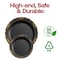 Smarty Had A Party 7.5" Black with Gold Vintage Rim Round Disposable Plastic Appetizer/Salad Plates (120 Plates), 120PK 867BG-CASE - alternate 4
