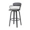 Homeroots 30" Gray And Black Faux Leather Swivel Low Back Bar Height Bar Chair 534443 - alternate 3