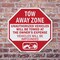 Signmission Tow Away Zone Unauthorized Vehicles, 6 Inch X 6 Inch, Plastic Sign OC-P-6-322 - alternate 3
