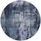 Homeroots 8' Navy Blue Black And Gray Round Abstract Washable Indoor Outdoor Area Rug 603169 - alternate 4