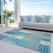 Homeroots 5' X 8' Teal Blue Orange And Sky Blue Striped Washable Indoor Outdoor Area Rug 613176 - alternate 4