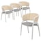 Leisuremod Ervilla Dining Chair with White Powder Coated Steel Legs and Wicker Back, Grey, 4PK ECW-20GR4 - alternate 1