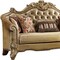 Homeroots 89" Bone Faux Leather Sofa And Toss Pillows With Gold Legs 490995 - alternate 2
