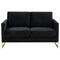 Leisuremod Lincoln Upholstered Velvet Loveseat with Gold Frame, Midnight Black LA55BL - alternate 4