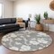 Homeroots 8' Gray And Ivory Round Floral Washable Indoor Outdoor Area Rug 599888 - alternate 4