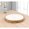 Homeroots 15" Brown And White Marble And Solid Wood Round Cheese Board 574112 - alternate 1