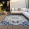 Homeroots 5' X 8' Navy Blue Ivory And Gray Oriental Washable Indoor Outdoor Area Rug 596639 - alternate 8