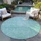 Homeroots 8' Aqua And Ivory Round Damask Washable Indoor Outdoor Area Rug 603355 - alternate 5