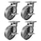 Hyw Products Heavy Duty Caster Set 8in Steel Wheels, 4 Swivel with Brake, 4PK 40-80S-A1-SS-TB-4 - alternate 1
