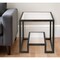 Homeroots 22" Black And Clear Glass And Steel Square End Table With Shelf 544206 - alternate 1