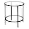 Homeroots 22" Black And Clear Glass And Steel Round End Table With Shelf 544216 - alternate 5