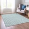 Homeroots 3' X 5' Teal Blue And Ivory Geometric Washable Indoor Outdoor Area Rug 614779 - alternate 3