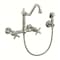 Whitehaus Collection Vintage III Plus Wall Mount Faucet with a  Long Traditional Swivel Spout, and Solid Brass Side Spray WHKWCR3-9402-NT-BN - alternate 1