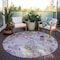Homeroots 8' Purple Lavender And Artichoke Green Round Floral Washable Indoor Outdoor Area Rug 583126 - alternate 3