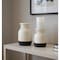Homeroots Set of Two Cream And Black Distressed Ceramic Tabletop Pillar Candle Holders, 2PK 634837 - alternate 2