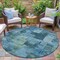 Homeroots 8' Teal Blue And Pale Aqua Round Abstract Washable Indoor Outdoor Area Rug 630791 - alternate 5