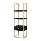 Homeroots 71" Black Stainless Steel and Wood Three Tier Etagere Bookcase with A Drawer 544734 - alternate 3