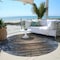 Homeroots 8' Blue Brown And Sky Blue Round Striped Washable Indoor Outdoor Area Rug 577982 - alternate 3