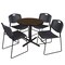 Regency Round Cain Breakroom Table W/ 4 Zeng Stack Chairs, 30 in W, 30 in L, Neo Walnut TB30RNDNW44BK - alternate 1