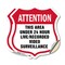 Signmission 24 Hour Surveillance Shield Sign Attenti, 6 inch X 6 inch, Vinyl Decal, 2PK SHI-D-2PACK-6-352 - alternate 1
