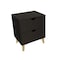 Homeroots 24" Black Wood Two Drawer Nightstand 552255 - alternate 1