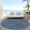 Homeroots 8' Blue Denim Blue And Mint Green Round Striped Washable Indoor Outdoor Area Rug 615039 - alternate 4