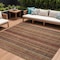 Homeroots 9' X 12' Rust Taupe And Gray Striped Washable Indoor Outdoor Area Rug 616386 - alternate 1
