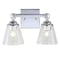 Jonathan Y Marion 12.75" 2-Light Hurricane Metal/Seeded Glass LED Vanity Light, Chrome JYL7433A - alternate 4