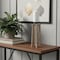 Homeroots 12" Light Brown Distressed Geometric Solid Wood And Metal Tabletop Pillar Candle Holder 608524 - alternate 4