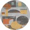 Homeroots 8' Gray Gold And Orange Round Geometric Washable Indoor Outdoor Area Rug 618024 - alternate 3