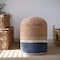 Homeroots 18" Natural And Gray Jute Blend Cylinder Striped Pouf Ottoman 551555 - alternate 5
