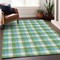 Homeroots 9' X 12' Lime Green Aqua And Beige Plaid Washable Indoor Outdoor Area Rug 601408 - alternate 5