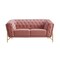Homeroots Stylish Pink Velvet Loveseat With Diamond Tufts 480894 - alternate 2