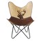 Homeroots 30" Brown And Tan Canvas And Leather Deer Stag Butterfly Chair 548251 - alternate 3