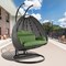 Leisuremod Charcoal Wicker Hanging 2 person Egg Swing Chair with Dark Green Cushions ESCCH-57DG - alternate 4