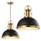 Jonathan Y Homer 13" 1-Light Modern Industrial Metal LED Dome Pendant, Black/Brass Gold JYL9536A - alternate 6