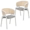 Leisuremod Ervilla Dining Chair with White Powder Coated Steel Legs and Wicker Back, Grey, 2PK ECW-20GR2 - alternate 1