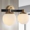 Jonathan Y Modernist Globe 15.25" 2-Light Metal/Frosted Glass Modern Contemporary LED Vanity, Brass Gold/Black JYL3541A - alternate 4