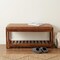 Homeroots 35in Brown Genuine Leather and Solid Wood Upholstered Storage Bench With Shelves 723441 - alternate 5