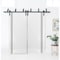 Sartodoors Sliding Closet Barn Bypass Doors, Planum 0016 White Silk and Aluminum Strips, Sturdy Top Mount 6.6f PLANUM0016BBB-WS-4884 - alternate 1