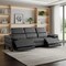 Homeroots 103" Dark Gray Top Grain Leather Reclining Metal USB Sofa 720324 - alternate 4