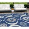 Homeroots 9' X 12' Navy Blue And Ivory Medallion Washable Indoor Outdoor Area Rug 589630 - alternate 1