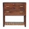Homeroots 32" Brown Solid Wood Two Drawer Nightstand With Leather Shelf 651505 - alternate 4