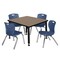 Regency Square Kee Adjustable Classroom Table W/ 4 Andy Stack Chairs, 30 in W, 30 in L, Noble Oak TB3030NOAPBK45NV - alternate 1