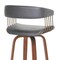 Homeroots 26" Gray And Wood Brown Faux Leather Swivel Counter Height Bar Chair 534466 - alternate 3